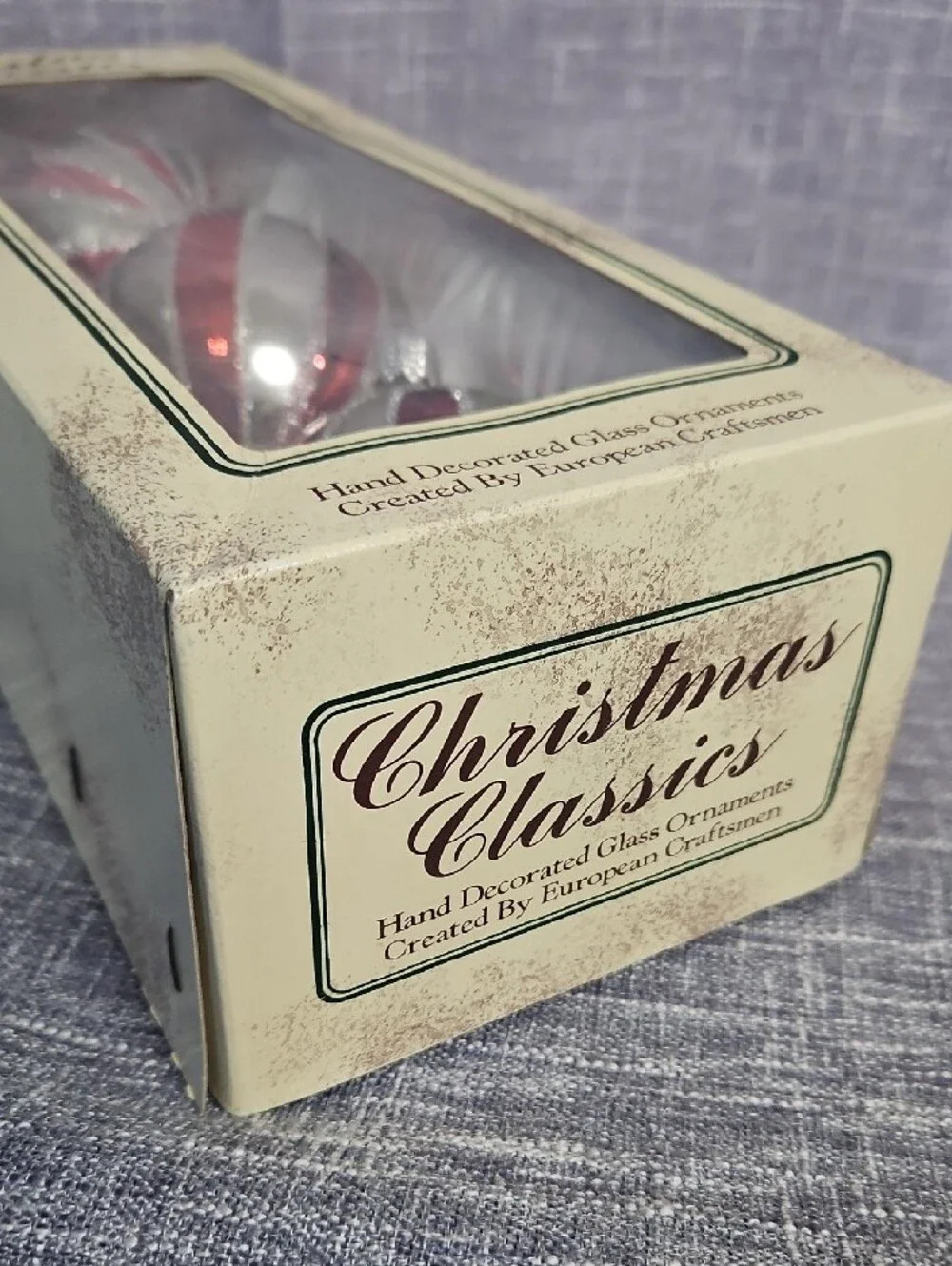 Red & Silver Striped Glass Ornament Set - 3 Pack